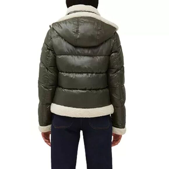 French Connection Green Sherpa Trim Puffer Coat Women's Size XL - Picture 3 of 13